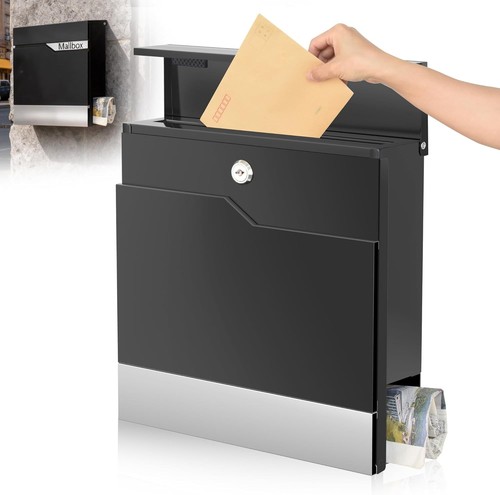 Modern black mailbox wall - mailbox,